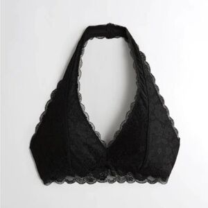Hollister Black Floral Lace Halter Bralette